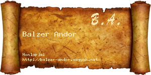 Balzer Andor névjegykártya